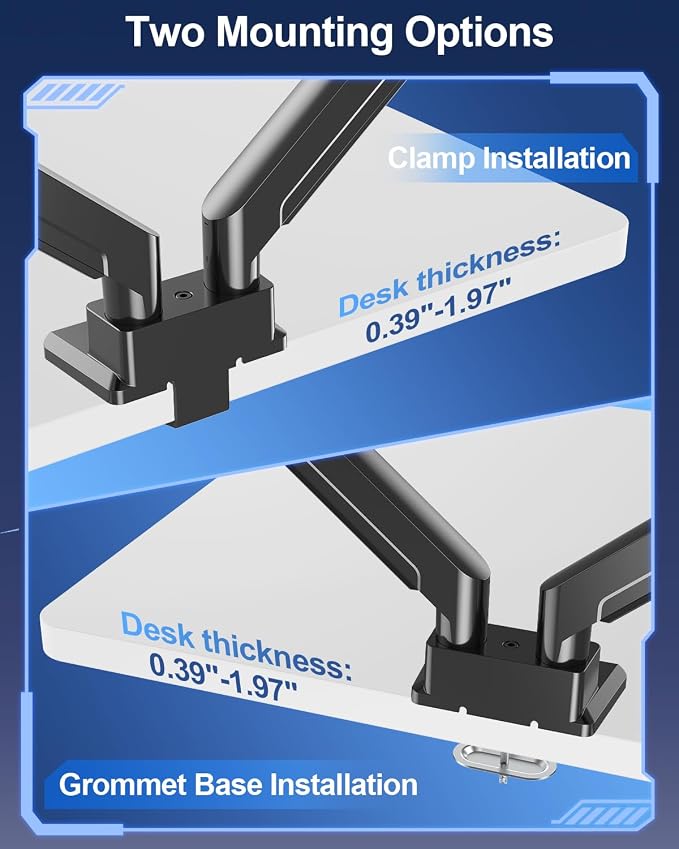 MOUNT PRO Dual Monitor Stand for Up to 44 lbs Ultrawide Screens Max 49 Inch, Heavy Duty Monitor Arm for 2 Monitors, Premium Full Motion Double Computer Desk Mount, VESA Mount 75x75/100x100mm - Image 7