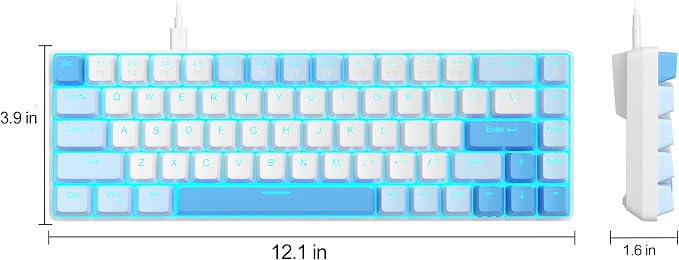 MageGee Portable 60% Mechanical Gaming Keyboard, MK-Box LED Backlit Compact 68 Keys Mini Wired Office Keyboard with Red Switch for Windows Laptop PC Mac - Sky Blue - Image 9