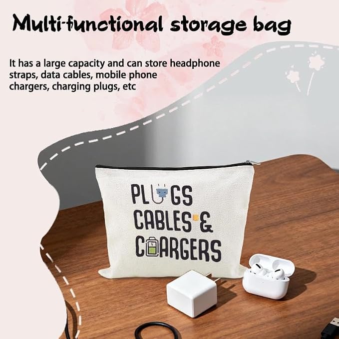 Travel Charger Organizer Bag for Cords and Cables Plug Charging Bag Earphone Storage Pouch Small Electronic Makeup Bags Wire Charge Holder Pouch with Zipper Usb Pouches for Travel Gifts for Men Women - Image 4