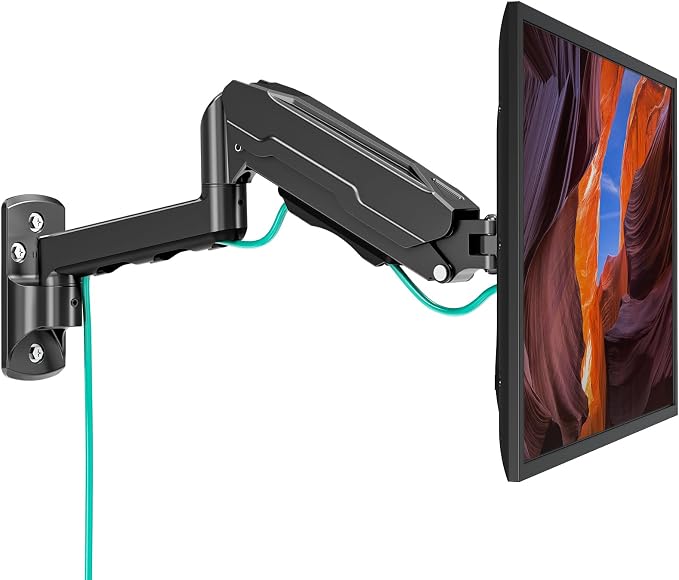 MOUNT PRO Single Monitor Wall Mount for 13 to 32 Inch Computer Screens, Height Adjustable Wall Mount Monitor Arm Holds Up to 19.8lbs, Full Motion Wall Bracket, VESA Mount 75x75, 100x100, Black by MOUNTPRO