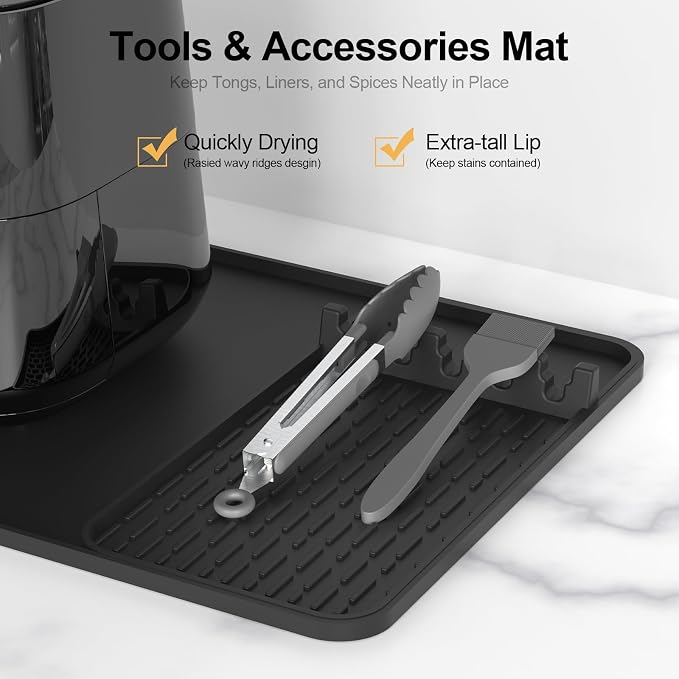 Silicone Grill Coffee Mat, Side Shelf Spatula Mat with Drip Pad - Flat Top Grill Smoker Accessories for Coffee, Bar, BBQ, Cooking, Countertop, Bar Grill Accessories Heat Resistant - Image 5