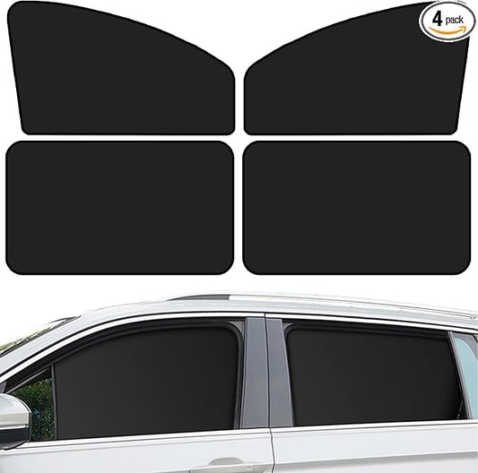 QUICTO Car Window Sun Shades, Universal Interior Accessories - Double-Sided Black (4pcs) by QUICTO