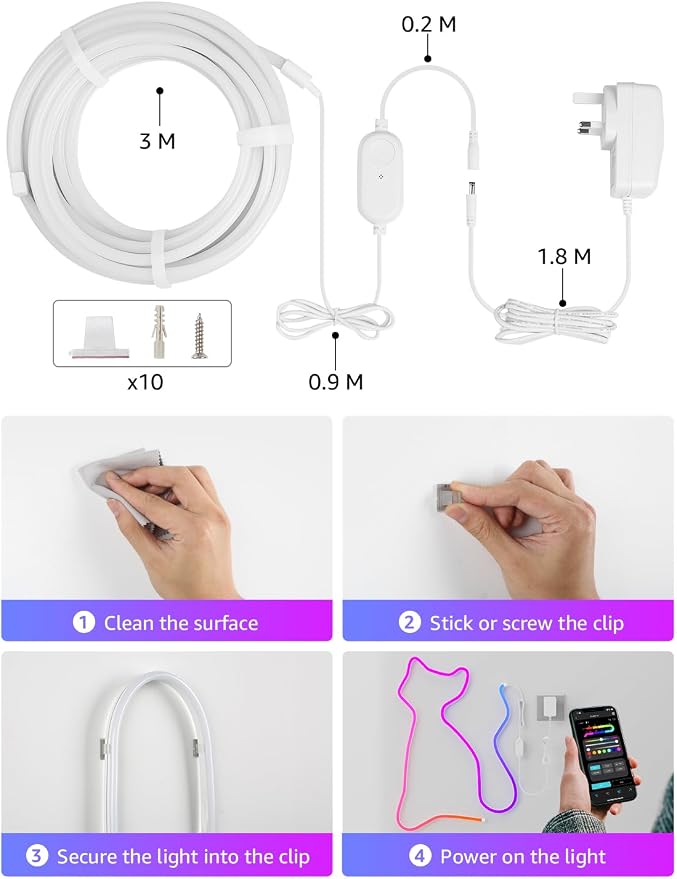 Lepro N1 AI Smart RGB Rope Lights for Christmas, Personalized AI Lighting Designer, LightBeats Music Sync, Color Segment DIY, Voice Control Via App, 9.84ft Wi-Fi & Bluetooth LED Strip Lights - Image 7