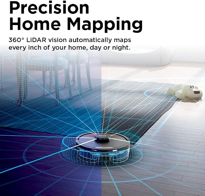 Shark Matrix Plus Robot Vacuum and Mop,UR2650WS | Sonic Mopping, Matrix Clean, CleanEdge, HEPA 30-Day Self-Empty Base, 360° LiDAR Mapping, Self-Cleaning Brushroll, Wi-Fi - Image 9
