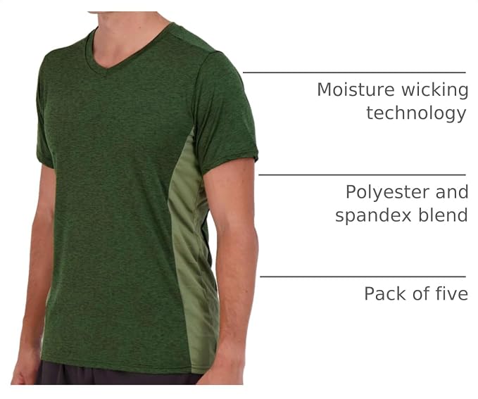 5 Pack Men's Dry Fit V Neck Gym Workout T Shirts Athletic Moisture Wicking | Cooling, Quick Dry, Breathable, Short Sleeve, Exercise, Cycling, Sports, Outdoor, Fitness, Golf, Crossfit, Hiking, Tennis - Image 4