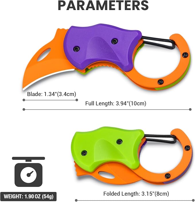 FUNBRO Small Pocket Knife for Men, Edc Knives Tool | Cool Folding Knife Box Cutter with 1.34 Inch Sharp Blade, Great Gift for Men (purple & Green) - Image 5