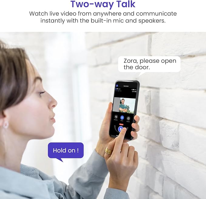 1080p Smart Wi-Fi Doorbell Camera with Doorbell Receiver, AI Motion Detection, Night Vision, Cloud Storage, 2 Way Audio, Battery Powered, 2.4GHz Wi-Fi Only - Image 5