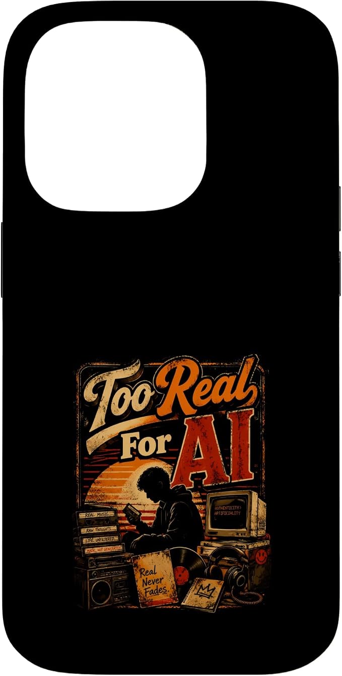 Too Real for AI - Authentic Music Lovers Case for iPhone 14 Pro by Unknown