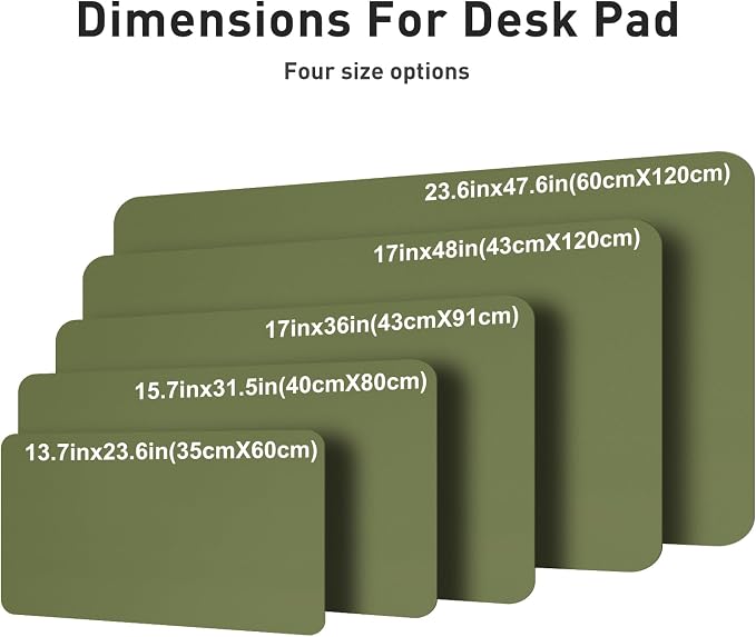 Aothia Faux Leather Desk Mat – Large Mouse Pad, Non-Slip PU Leather Blotter, Waterproof Writing Surface for Office and Home (Olive Green, 47.2" x 23.6") - Image 5
