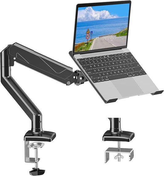 MOUNTUP Laptop Stand for Desk, Adjustable Aluminum Laptops Arm Mount for 14-17 Inch Notebook & 32" Monitor, Laptops Arm for Desk Support for 2.2-19.8lbs, 2-in-1 Laptop Desk Mount with Clamp/Grommet by MOUNTUP