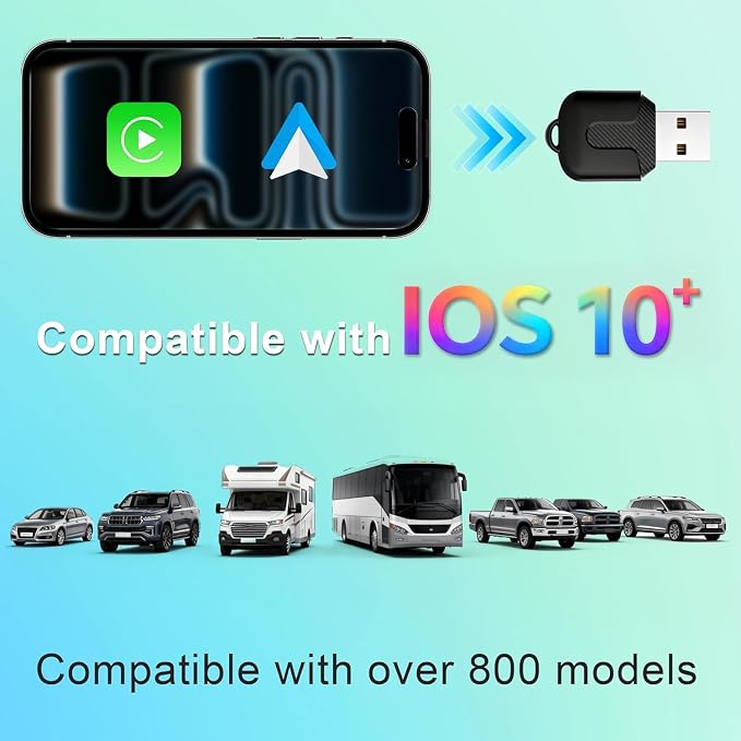 Wireless Carplay Adapter, Convert Wired to Wireless CarPlay, Compatible with CarPlay, Plug and Play, Type-C/USB, Suitable for 800+ Vehicles (Matte Black) - Image 3