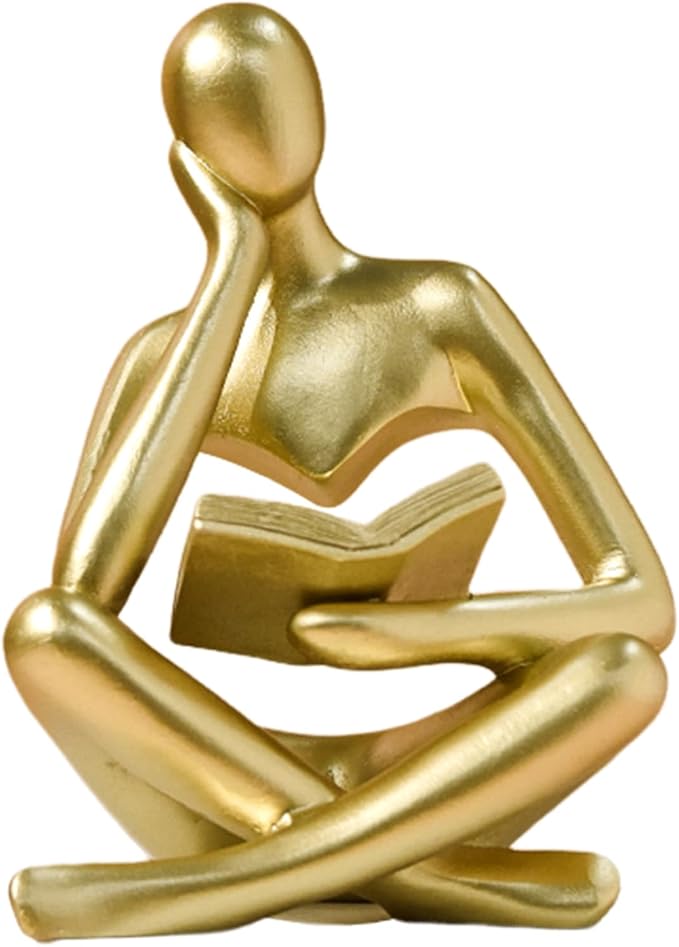 UTTCMK Abstract Art Thinker Statue - Reading Thinker Sculpture Figurine, Modern Home Decoration for Living Room Office Shelves Coffee Table Desk Decor (Gold) by UTTCMK