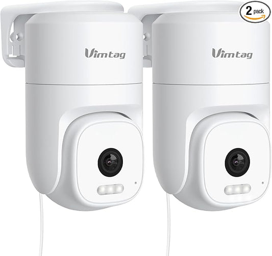 VIMTAG 2.5K 4MP Outdoor Security Camera, Pan/Tilt WiFi Home CCTV Camera, 360° View & Motion Tracking, Color Night Vision, 2-Way Audio, AI Detection Alarm, IP66, Cloud & SD Card Storage, Works w/Alexa by Vimtag