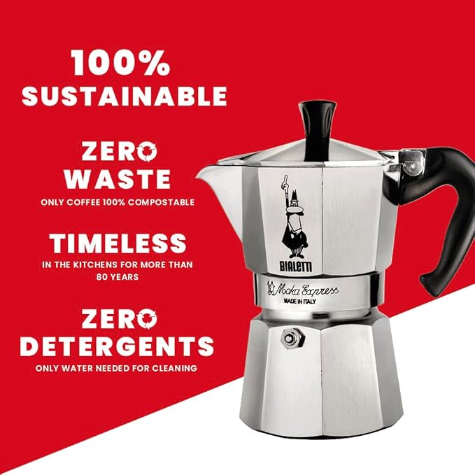 Bialetti 6 Cup Moka Pot and Coffee Ground Bundle 8.8oz Bag with Medium Roast Italian Ground Blend - Stovetop Espresso Maker Morning Brew Barista Style Café Home Brewing Daily Use Kitchen Appliance Set - Image 5