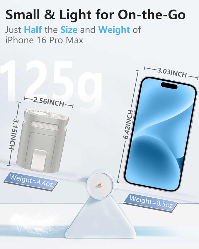 Shirt Fan Clip on Belt Hip Pants Back- Personalized Portable Waist Fans that Blow Cold Air,USB Chargeable Hangs round Neck Cooler Ac,Silencioso Waist Band Body Cooling Products for Woman Man Kid Gray - Image 3