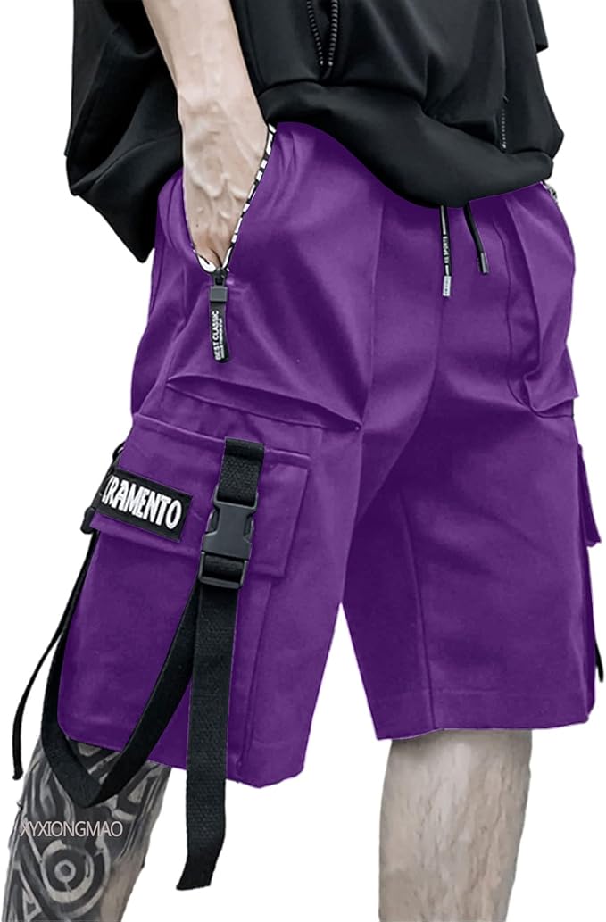 XYXIONGMAO Men's Joggers Techwear Black Hip Hop Cargo Shorts Streetwear Sweatpants Cargo Pants for Men by XYXIONGMAO