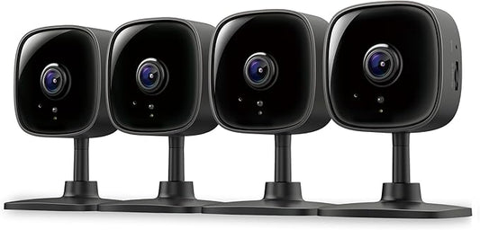 Tapo 1080P Indoor Wired Security Camera - Works as a Baby Monitor & Pet Camera, Motion Detection, 2-Way Audio, Siren, Night Vision, Subscription-Free Local Storage or Optional Cloud, C101(4-Pack) by Tapo