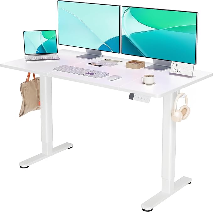 YDN 63 x 24 Inch White Electric Standing Desk | Adjustable Height, Sit Stand, Cable Management, Ergonomic, Home Office by YDN