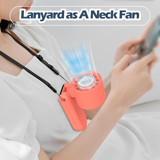 Portable Handheld Turbo Foldable Mini Personal Fan, Rechargeable 3-IN-1 Hand/Desk/Neck Fan Cooling Ice Fan,Travel Essentials Gifts for Women,Men, 12Hrs, 5000mAh, 100 Speeds - Image 5