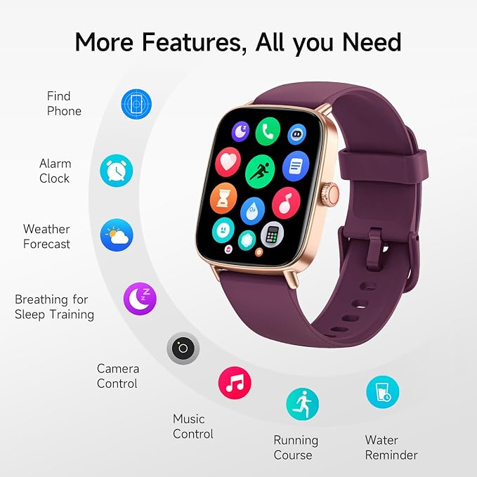 Smart Watch for Women, 1.85" HD Smartwatch Compatible iPhone/Samsung/Android (Answer/Make Calls), 100+ Sport Modes Fitness Tracker with Heart Rate/Sleep/SpO2 Monitor, IP68 (Deep Purple) - Image 9