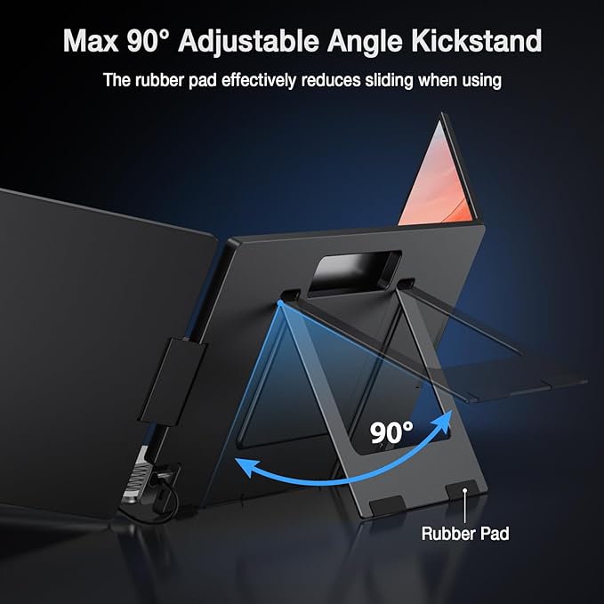 KYY 15.6" Laptop Screen Extender, 1080P FHD IPS Portable Monitor, One Cable USB-C Triple Monitor, Dual Travel Screen for 12"-17'' Laptops, 360° Rotation & Kickstand，X90D (Driver Need) - Image 4
