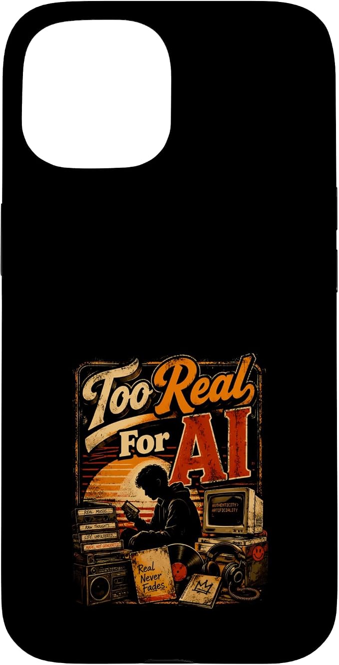 Too Real for AI - Authentic Music Lovers Case for iPhone 15 by Unknown