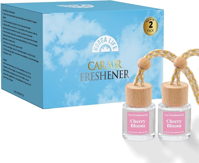 HoogaLife Car Air Freshener Diffuser 2 Pack Hanging Cherry Bloom Car Air Freshener for Women 45+ days Long Lasting Fragrance Made in USA (C12) - Image 6