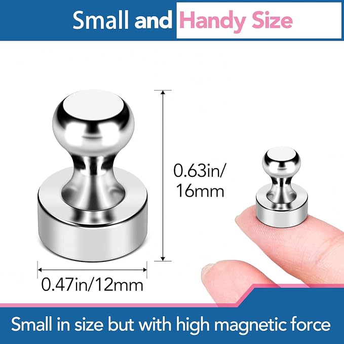 LOVIMAG Fridge Magnets 18Pcs, Magnet for Refrigerator Whiteboard, Silver | Small Strong Neodymium Metal Cute Push Pin for Classroom, Kitchen, Accessories Decorative, Office, Calendar - Image 3
