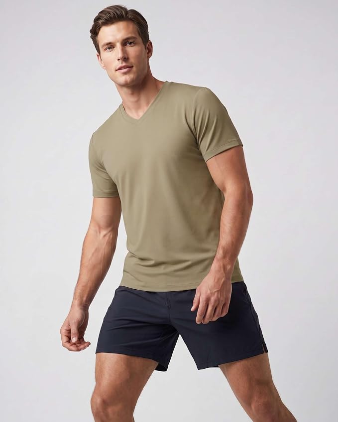 5 Pack Men's Dry Fit V Neck Gym Workout T Shirts Athletic Moisture Wicking | Cooling, Quick Dry, Breathable, Short Sleeve, Exercise, Cycling, Sports, Outdoor, Fitness, Golf, Crossfit, Hiking, Tennis - Image 2