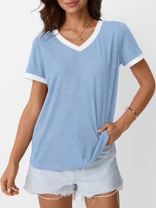 AUTOMET Womens Short Sleeve T-Shirts Summer Tops Casual Soft Tunic V Neck Basic Workout Clothes Spring Fashion Outfits 2026 - Image 2