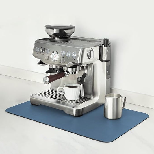 Mimore Coffee Mat - 12x19 Inch Blue Bar Mat for Countertop - Absorbent, Hides Stains, Rubber Backed - Dish Drying Mat Fits Under Coffee Maker, Espresso Machine by Mimore