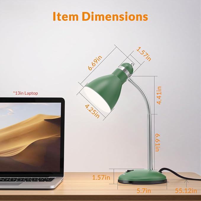 LEPOWER Metal Desk Lamp, Adjustable GooseNeck Reading Light for Bedroom | Compact & Sturdy, Space-Saving for Bedside & Dorm, E26 Table Lamp, Eye-Caring, Ldeal for Study, Office, Back to School - Image 2