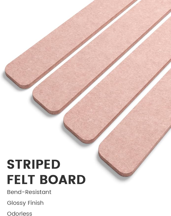 Fluxynara 13" x 2" Felt Wall Panels, Pink | 5-Pack Cork Board Alternative with 35 Push Pins, Adhesive Mounting for Bedroom Door or Home Office - Image 3