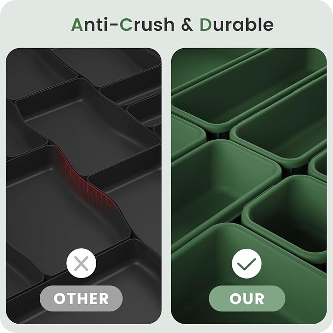 【Military Grade】A-LuGei Drawer Organizer,【】Makeup organizer,【Holds 177 Items】Bathroom Organizers and Storage,Organization and Storage,Desk Drawer Organizer for Vanity【Green】 - Image 6