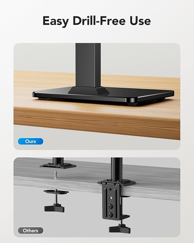 HUANUO Monitor Stand, Freestanding VESA Mount for 13 to 34 Inch Screens, Holds up to 44lbs, 5 Height Options, Swivel Desk Stand Riser With 360 Rotation, VESA 75x75mm/100x100mm - Image 6