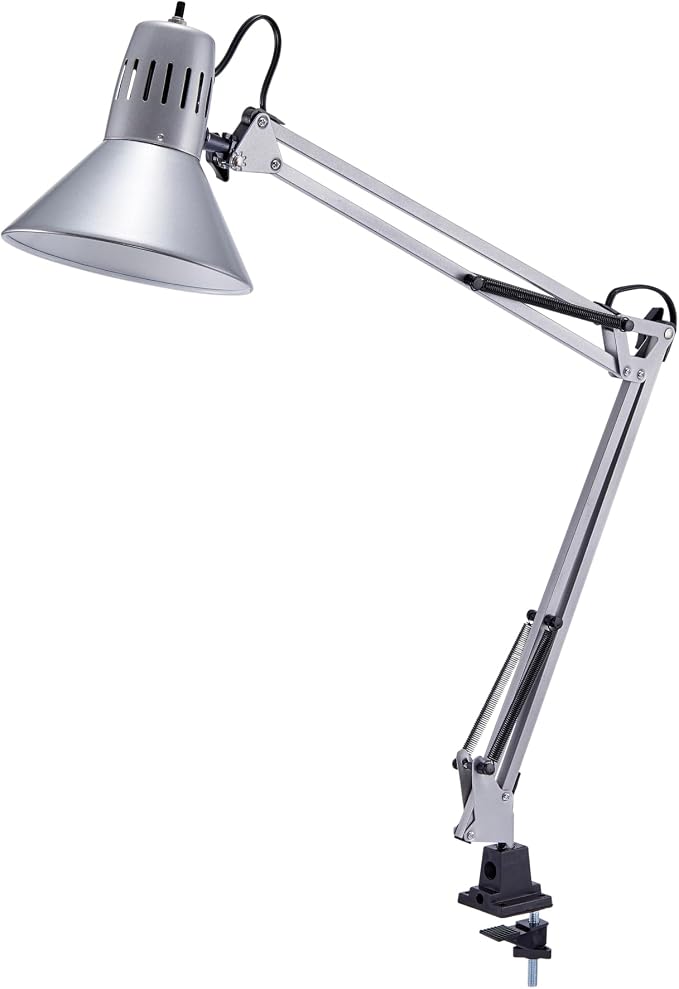 Bostitch Office VLF100-SLV Swing Arm Desk Lamp with Clamp Mount, 36" Reach with Multi-Joint Adjustment, Includes Replaceable LED Bulb (VLF), Silver by BostitchOfficeProducts