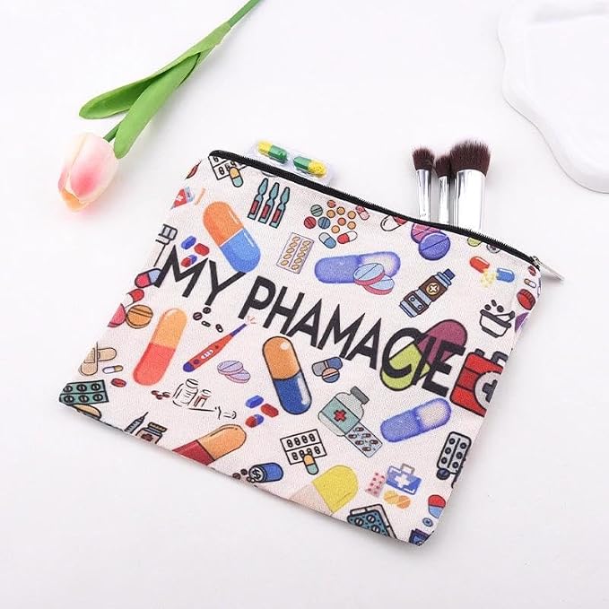 Pharmacy Technician Makeup Bag Pharmacist Graduation Retirement Appreciation Gifts Pharmacy Medication Storage Pharmacist Student Essentials Medical Zip Bag Travel Pharmacie Toiletry Cosmetic Pouch - Image 6
