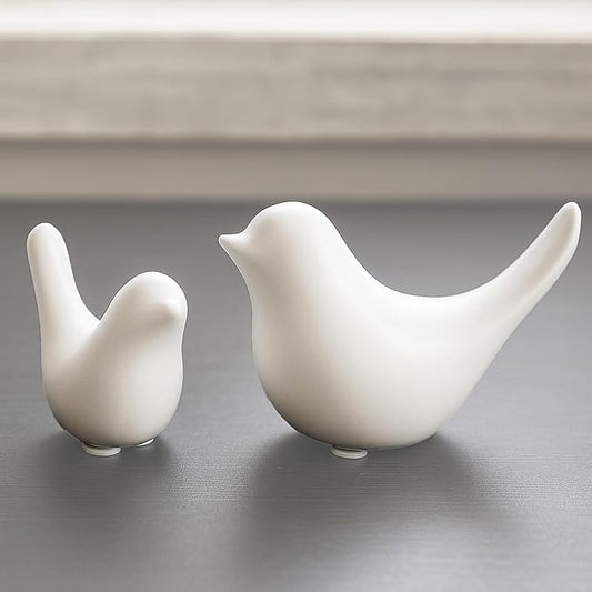 Notakia Small White Birds Statues Home Decor Modern Style Decorative Ornaments for Living Room Decor, Bedroom, Office Desktop, Cabinets (2Pcs White Birds) by Notakia