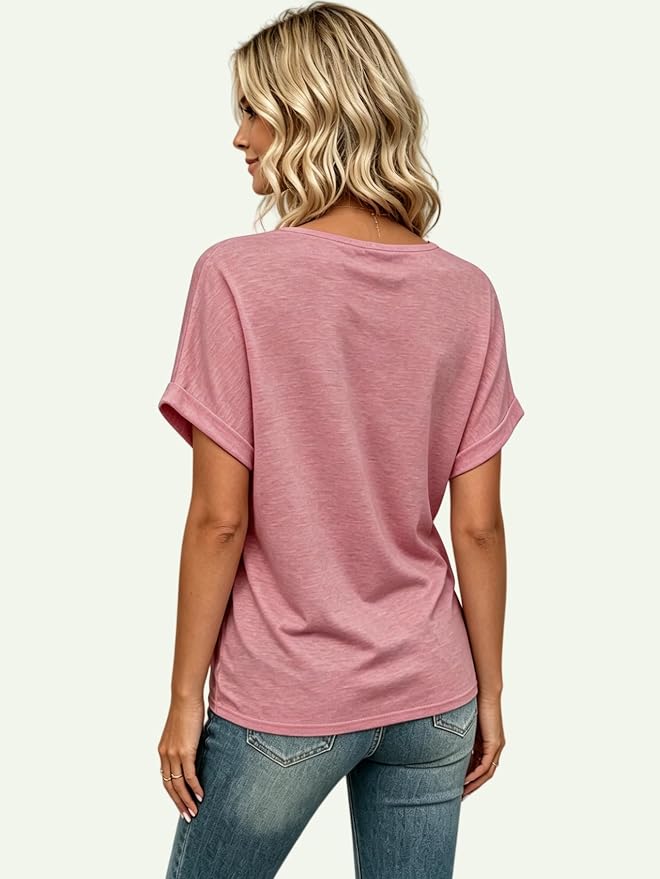 T Shirts Short Sleeve V Neck Tees Womens Tops Beach Vacation Fashion Clothes 2026 Casual Summer Spring Fall Outfits - Image 4