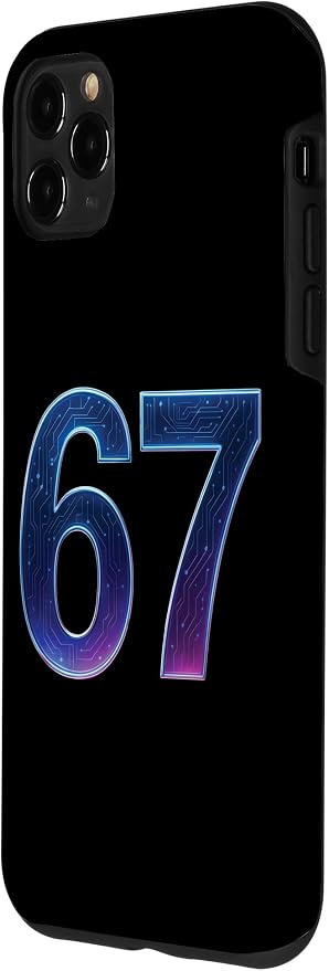 67 Meme Ai Quantum Number 67th Six Seven Tech Digital Future Case for iPhone 11 Pro Max - Image 2