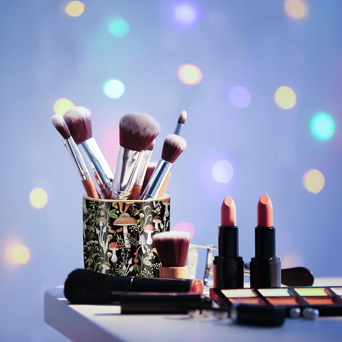 Pen Pencil Holder for Desk, Ceramic Pen Cup Cute Makeup Brush Holder, Unique Desk Multifunctional Pens Organizer for Home, Office, Mushrooms Pattern - Image 4