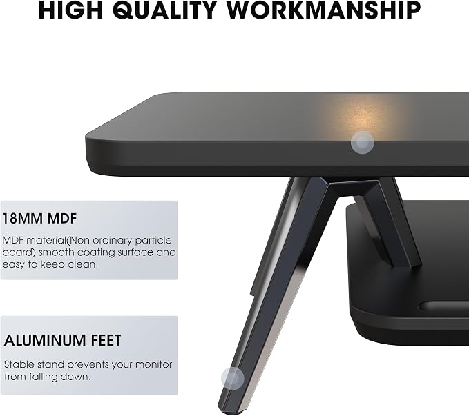 Fenge Dual Monitor Stand, Monitor Stands Riser for 2 monitors, 47.2 Inch Wood Desk Shelf with Storage Organizer and Cable Management for Office Desk Accessories - Image 4