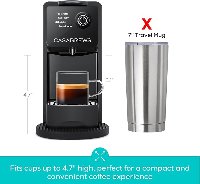 CASABREWS CM7036E 20Bar Espresso Machine for Nespresso Original Pods | Compact Capsule Coffee Machine with 21oz Removable Water Tank, Black Espresso Maker with 4 Brewing Modes for Home or Office - Image 7