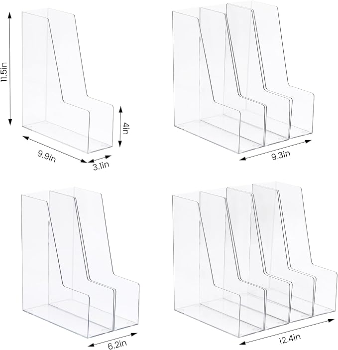 CiWiVOKi Vertical File Holder, PET Desk Organizer, Multi-purpose Plastic Document Storage Bins for Magazines, Binders, Notebooks, Envelopes, 2 Pack - Image 2