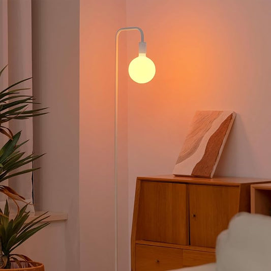 ONEWISH Floor Lamp for Living Room - Minimalist Standing Lamp with Modern LED Bulb, White Frosted Globe Glass 6", 1800K Warm Ambiant Lighting Decorative Tall Lamp for Bedroom Dorm by onewish