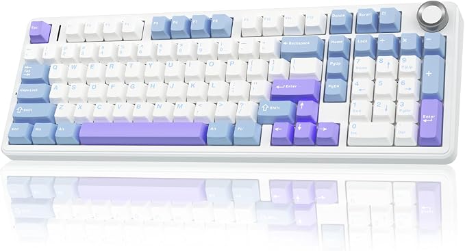 AULA F99 Pro Wireless Mechanical Keyboard with Knob,Creamy Sound,Tri-Mode BT5.0/USB-C/2.4GHz Hot Swappable Keyboard,Gasket Structure,RGB Backlit Computer Gaming Keyboards by AULA