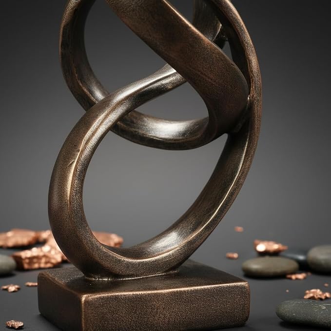 10" Modern Abstract Ribbon Decorative Sculpture, Knot Sculptures,Home Decor,Coffee Table Statues,Dining Living Room Desk Decor（Bronze Colored） - Image 6