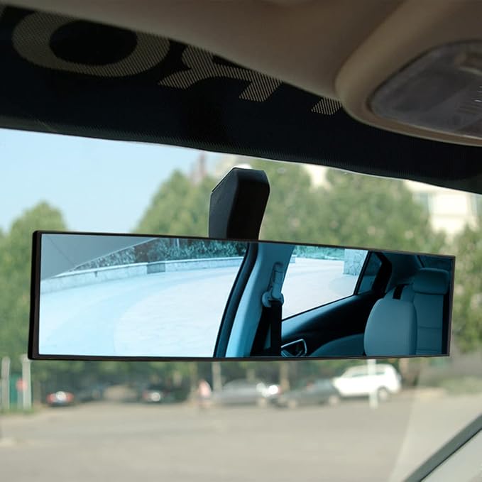 Car Rearview Mirror, 12 Inch Panoramic Wide Angle Anti-Glare, Clip on Auto Rear View Mirror, HD Clear Convex Surface, Car Interior Accessories Universal for SUV, Truck, Van, Vehicles (Blue) - Image 6