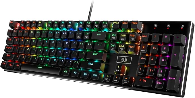 Redragon K556 Wired RGB Mechanical Gaming Keyboard, 104-Key Aluminum Board | Rock-Solid Metal Build, 20 Backlits for Immersive ESports Vibe, Hot-swap Smooth & Soft Linear Red Switch for Quiet Scene by REDRAGON