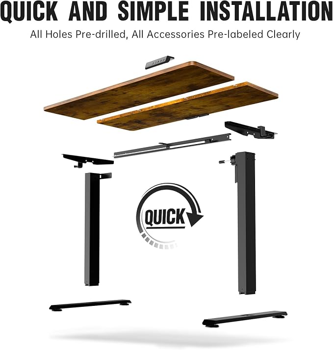 Veken Standing Desk, Brown, 47.2×23.6 Inch | Height Adjustable Sit Stand Up Computer Tables for Home Office, Study , Writing, Suit students, employees and group work - Image 4
